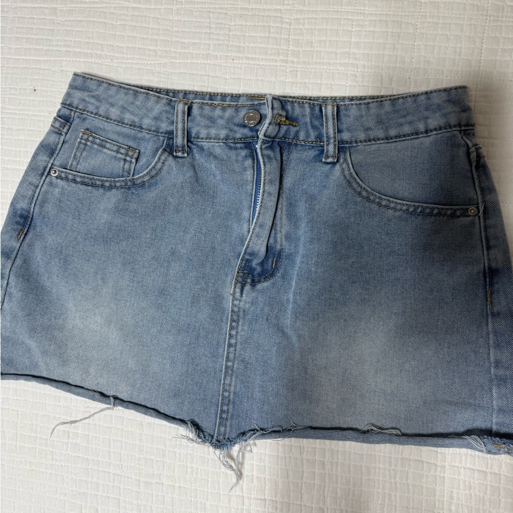 SHEIN Light Blue Denim Mini Skirt